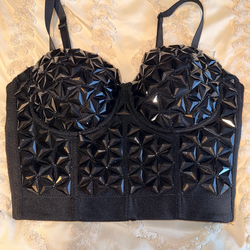 Black Embellished Women's Bustier